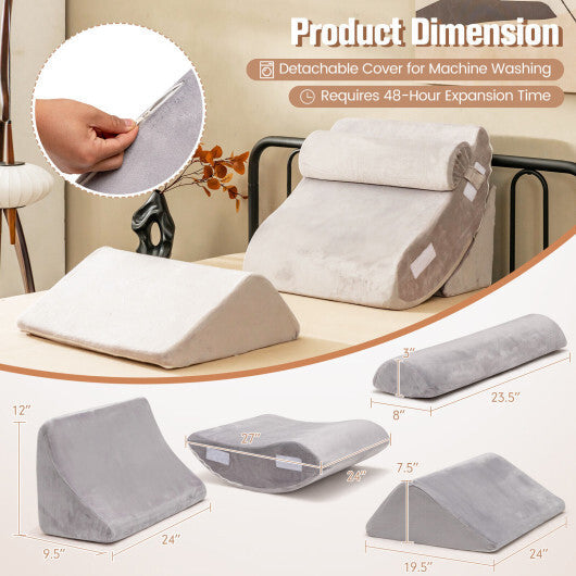 4 Pieces Bed Wedge Pillow for Back Neck and Leg Pain Relief-Gray - Color: Gray LuxuryLifeWay Online Store