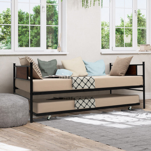 Twin Size 2-In-1 Daybed Frame with Pullout Trundle LuxuryLifeWay Online Store