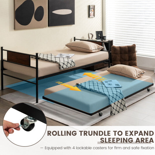Twin Size 2-In-1 Daybed Frame with Pullout Trundle LuxuryLifeWay Online Store