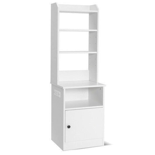 6-Tier Bookshelf Nightstand with Charging Station and Cabinet-Rustic Brown LuxuryLifeWay Online Store