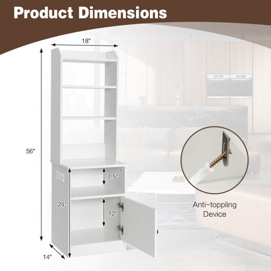 6-Tier Bookshelf Nightstand with Charging Station and Cabinet-Rustic Brown LuxuryLifeWay Online Store