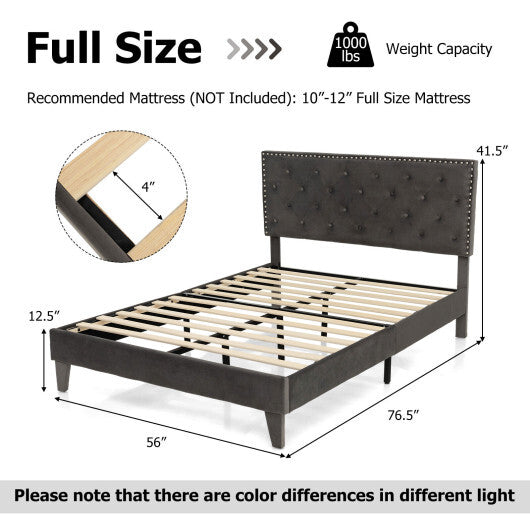 Full/Queen Size Upholstered Platform Bed with Tufted Headboard-Full Size LuxuryLifeWay Online Store
