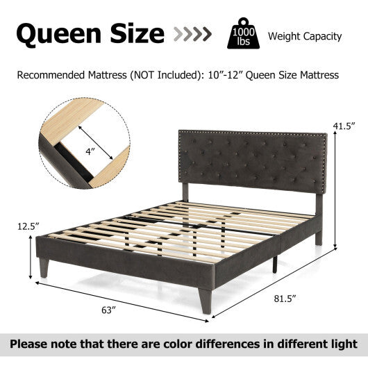 Full/Queen Size Upholstered Platform Bed with Tufted Headboard-Full Size LuxuryLifeWay Online Store