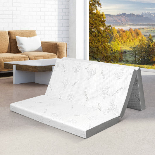 4 Inch Tri-fold Cooling Gel Memory Foam Mattress-Full Size - Color: White - Size: Full Size LuxuryLifeWay Online Store