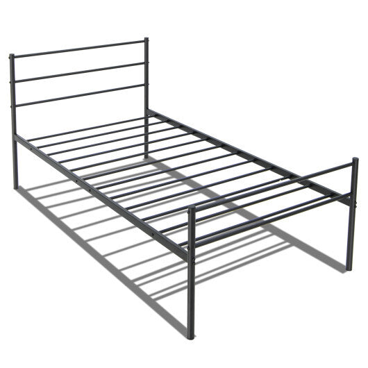 Twin Size Metal Bed Frame Platform with Headboard-Black LuxuryLifeWay Online Store