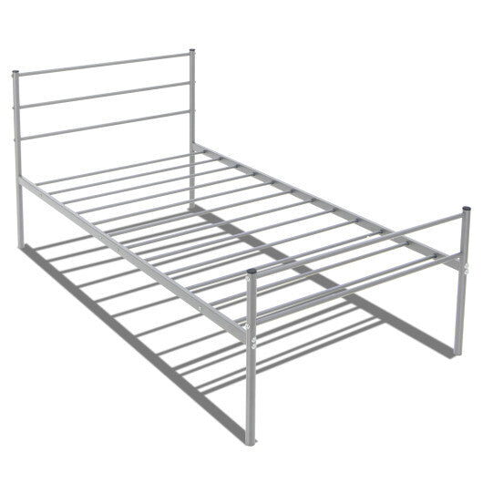 Twin Size Metal Bed Frame Platform with Headboard-Black LuxuryLifeWay Online Store