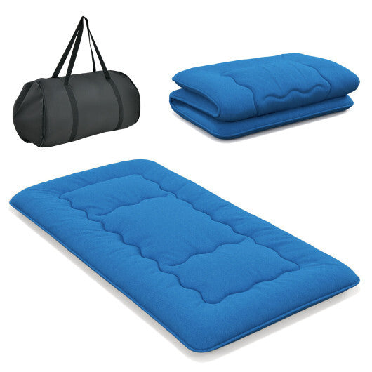 Foldable Futon Mattress with Washable Cover and Carry Bag for Camping Blue-Twin Size - Color: Blue - Size: Twin Size LuxuryLifeWay Online Store