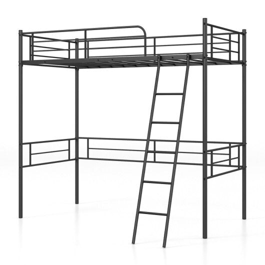 Metal Loft Twin Bed Frame Single High Loft Bed-Black LuxuryLifeWay Online Store