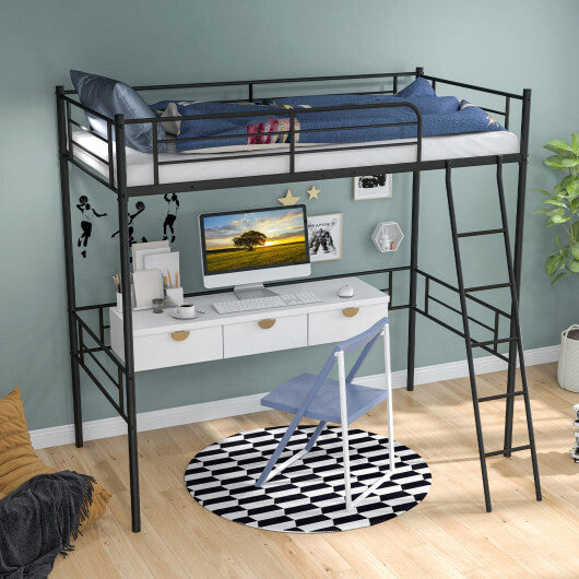 Metal Loft Twin Bed Frame Single High Loft Bed-Black LuxuryLifeWay Online Store