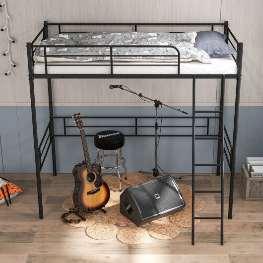 Metal Loft Twin Bed Frame Single High Loft Bed-Black LuxuryLifeWay Online Store