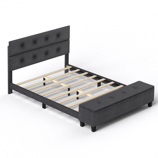Twin/Full/Queen Upholstered Bed Frame with Ottoman Storage-Full Size LuxuryLifeWay Online Store