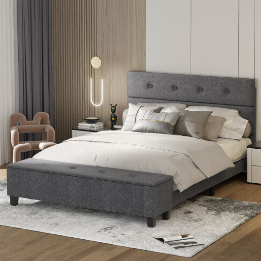 Twin/Full/Queen Upholstered Bed Frame with Ottoman Storage-Full Size LuxuryLifeWay Online Store