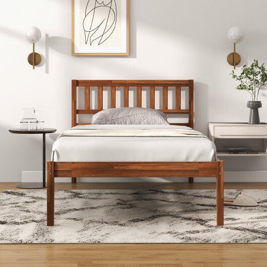 Twin/Full/Queen Size Wood Bed Frame with Headboard and Slat Support-Full Size
