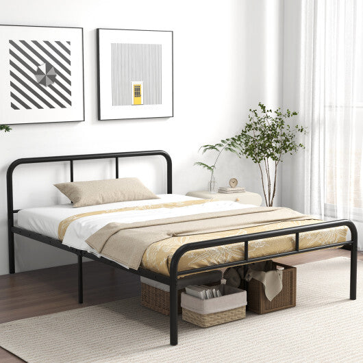 Full Bed Frame with Headboard and Footboard No Box Spring Needed-Black LuxuryLifeWay Online Store