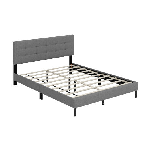 Queen Size Upholstered Platform Bed with Button Tufted Headboard-Blue LuxuryLifeWay Online Store