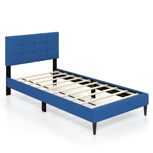 Twin Size Upholstered Platform Bed with Button Tufted Headboard-Gray LuxuryLifeWay Online Store