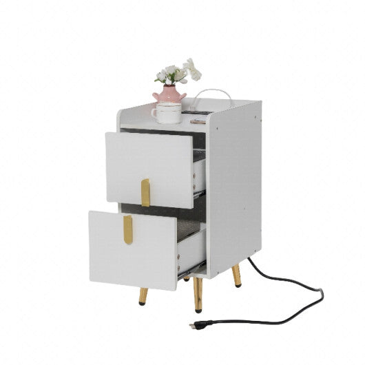 Nightstand Side Tables with 2 Drawers and 2 USB Ports-Rustic Brown LuxuryLifeWay Online Store