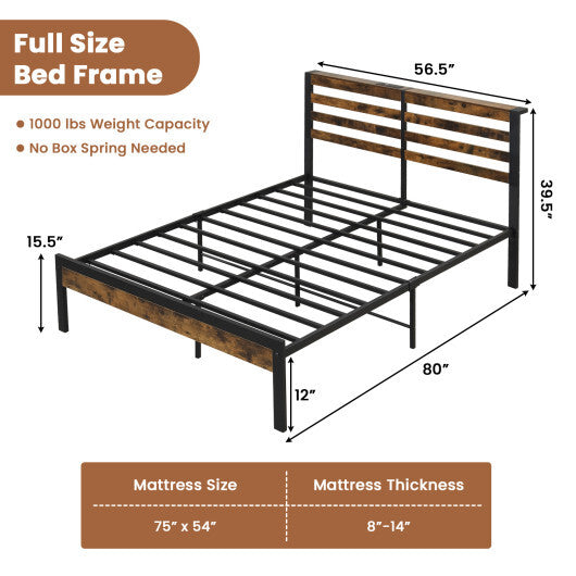 Full/Queen Size Bed Frame with Charging Station and Storage Headboard-Queen Size LuxuryLifeWay Online Store