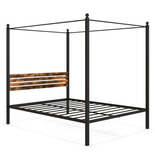Queen Size Canopy Bed Frame with Under Bed Storage-Twin Size LuxuryLifeWay Online Store