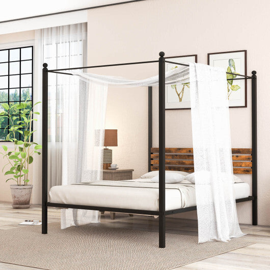 Queen Size Canopy Bed Frame with Under Bed Storage-Twin Size LuxuryLifeWay Online Store