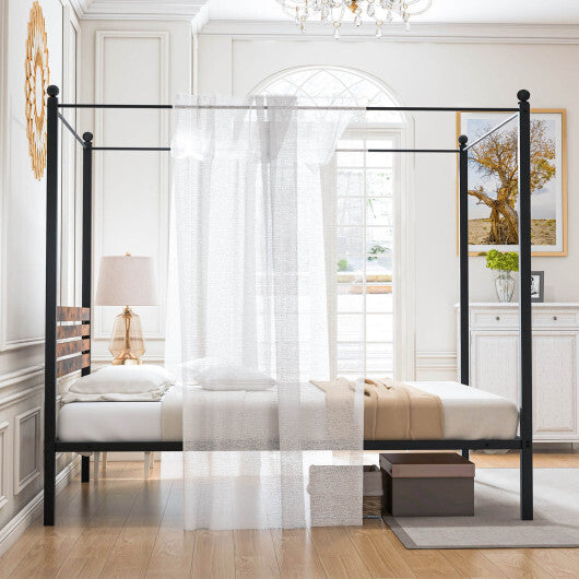 Queen Size Canopy Bed Frame with Under Bed Storage-Twin Size LuxuryLifeWay Online Store