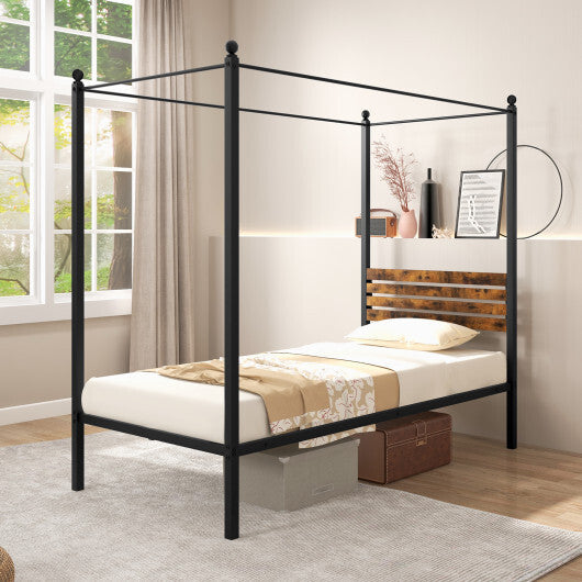 Queen Size Canopy Bed Frame with Under Bed Storage-Twin Size LuxuryLifeWay Online Store