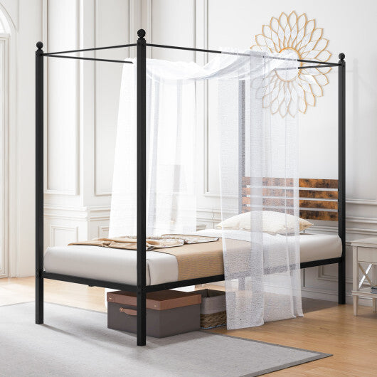 Queen Size Canopy Bed Frame with Under Bed Storage-Twin Size LuxuryLifeWay Online Store