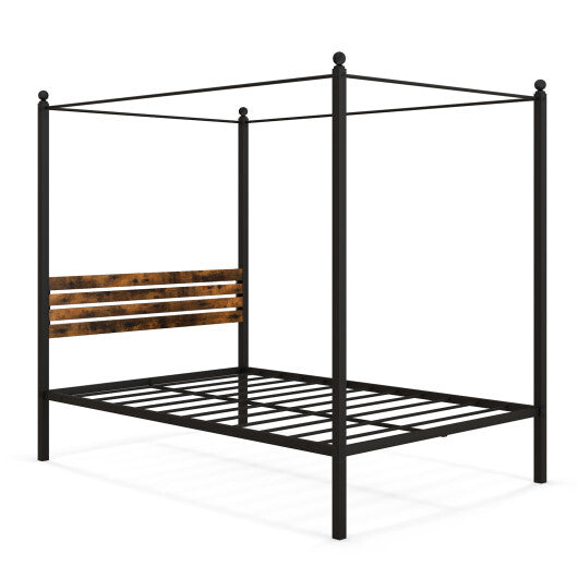 Queen Size Canopy Bed Frame with Under Bed Storage-Twin Size LuxuryLifeWay Online Store