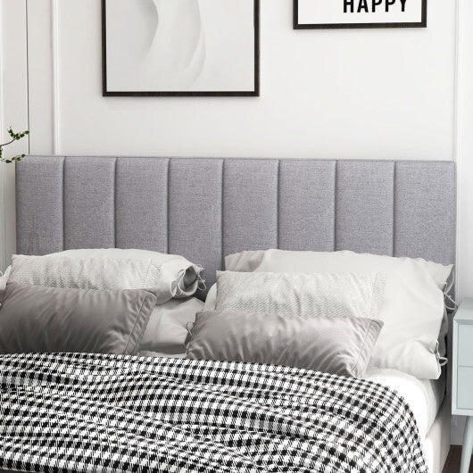Linen Upholstered Headboard with Solid Wood Legs and Adjustable Width-Gray LuxuryLifeWay Online Store