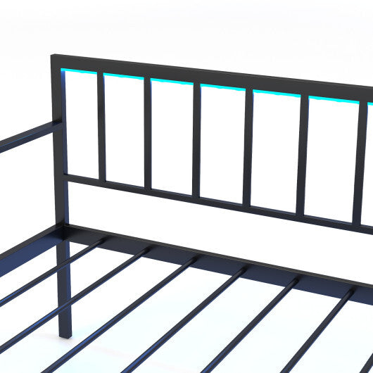 Twin Daybed with Charging Station and LED Lights-Black LuxuryLifeWay Online Store