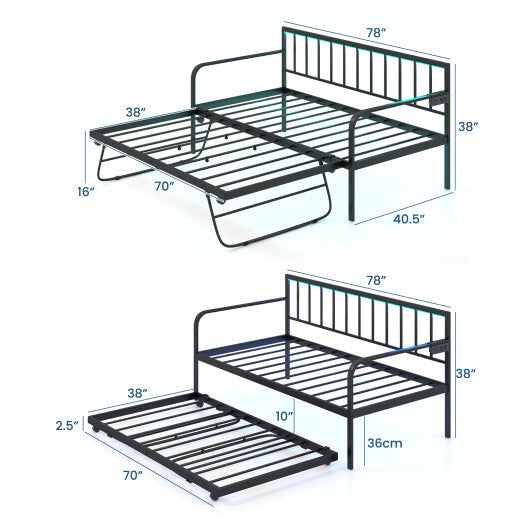 Twin Daybed with Charging Station and LED Lights-Black LuxuryLifeWay Online Store