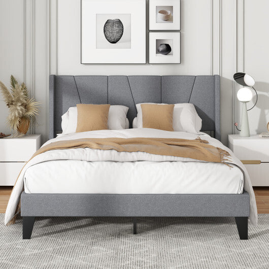 Full/Queen Size Bed Frame with Wingback Headboard and Wood Slat Support-Queen Size LuxuryLifeWay Online Store