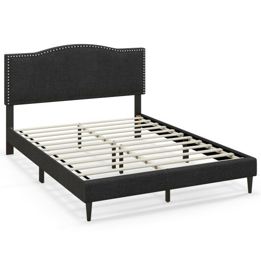 Queen Size Upholstered Bed Frame with Nailhead Trim Headboard-Queen Size LuxuryLifeWay Online Store