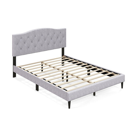 Queen Size Upholstered Platform Bed with Button Tufted Headboard-Queen Size LuxuryLifeWay Online Store