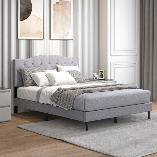 Queen Size Upholstered Platform Bed with Button Tufted Headboard-Queen Size LuxuryLifeWay Online Store