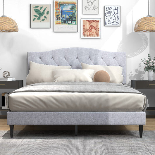 Queen Size Upholstered Platform Bed with Button Tufted Headboard-Queen Size LuxuryLifeWay Online Store
