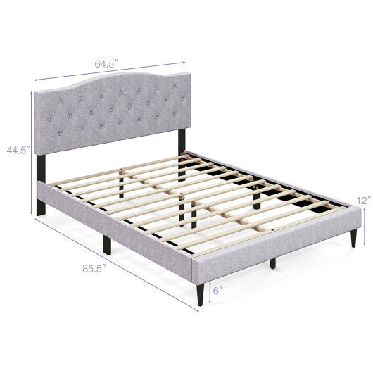 Queen Size Upholstered Platform Bed with Button Tufted Headboard-Queen Size LuxuryLifeWay Online Store