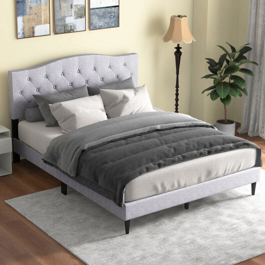 Queen Size Upholstered Platform Bed with Button Tufted Headboard-Queen Size LuxuryLifeWay Online Store