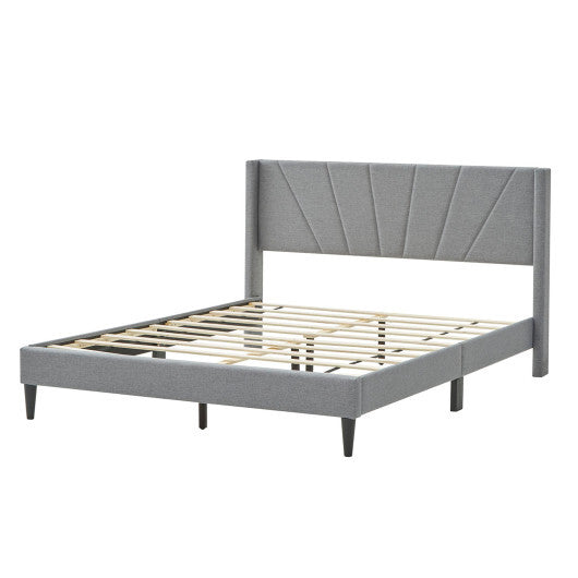 Twin/Queen Bed Frame with Linen Upholstered Wingback Headboard-Twin Size LuxuryLifeWay Online Store