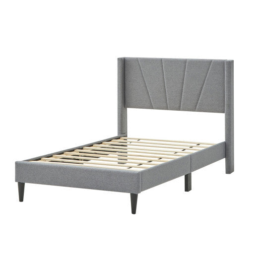 Twin/Queen Bed Frame with Linen Upholstered Wingback Headboard-Twin Size LuxuryLifeWay Online Store