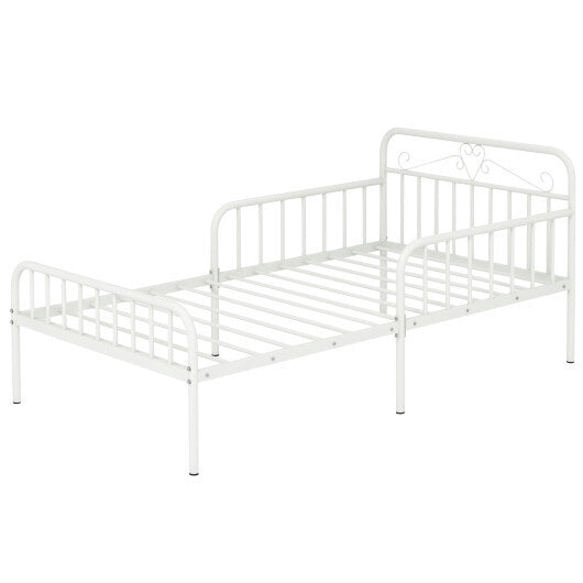 Twin Size Bed Frame with Headboard and Safety Side Guardrails-Gold LuxuryLifeWay Online Store