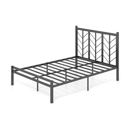 Queen Size Platform Bed with Headboard and Metal Frame-Queen Size LuxuryLifeWay Online Store