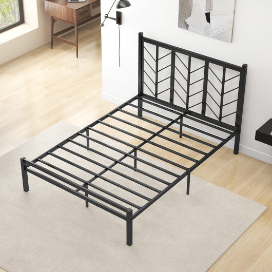 Queen Size Platform Bed with Headboard and Metal Frame-Queen Size LuxuryLifeWay Online Store