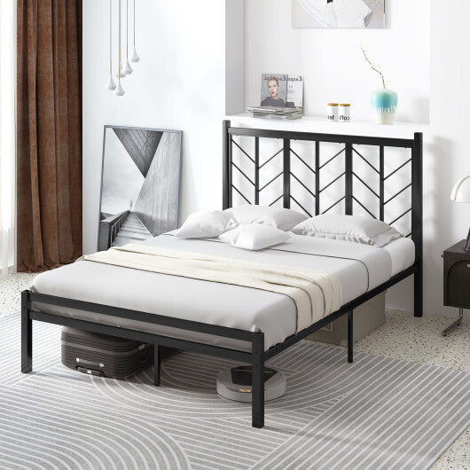Queen Size Platform Bed with Headboard and Metal Frame-Queen Size LuxuryLifeWay Online Store