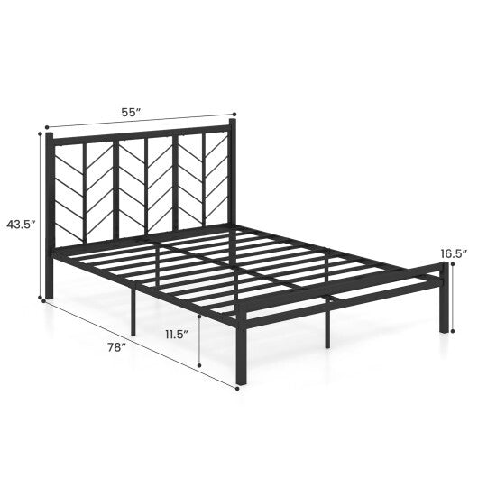 Queen Size Platform Bed with Headboard and Metal Frame-Queen Size LuxuryLifeWay Online Store