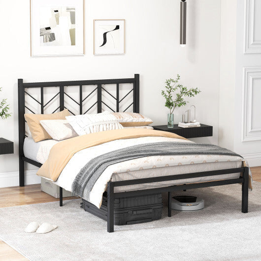 Queen Size Platform Bed with Headboard and Metal Frame-Queen Size LuxuryLifeWay Online Store