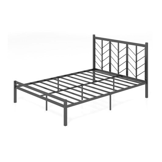 Queen Size Platform Bed with Headboard and Metal Frame-Queen Size LuxuryLifeWay Online Store