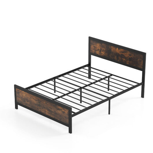 Metal Bed Frame with Headboard and Footboard-Queen Size LuxuryLifeWay Online Store