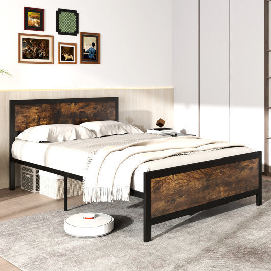 Metal Bed Frame with Headboard and Footboard-Queen Size LuxuryLifeWay Online Store