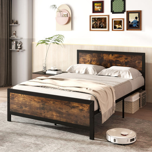 Metal Bed Frame with Headboard and Footboard-Queen Size LuxuryLifeWay Online Store